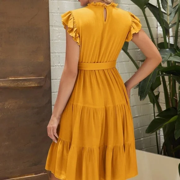 Maternity Butterfly Sleeve Ruffle Mini Dress - Picture 5 of 7